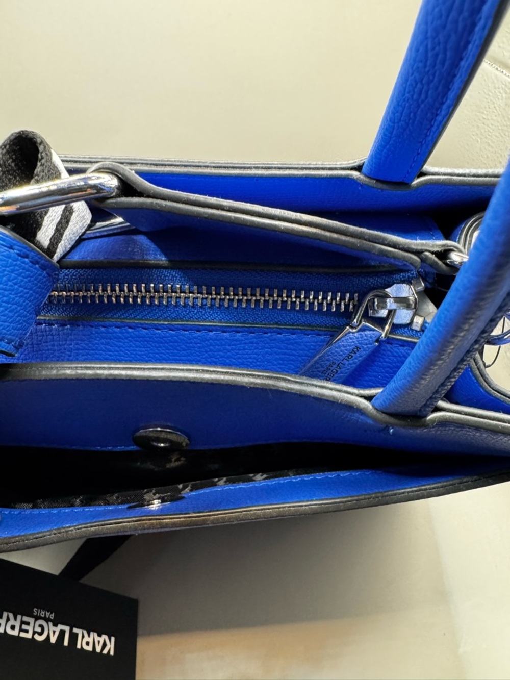 Karl Lagerfeld Royal Blue Leather Satchel with Character Patches - Picture 8 of 10